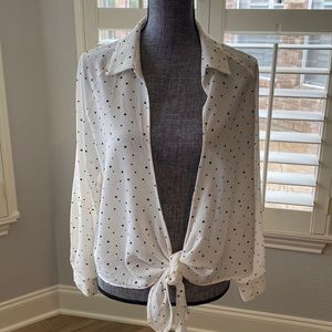 Black Poke-a-Dots and White Tunic Cover Blouse.